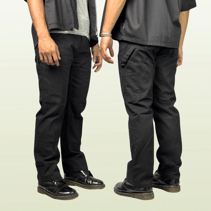 SMOKE Carpenter Pants Slim Hitam - 100% Katun Twill Pria Slimfit Fit Kerja Formal Casual Celana Pan