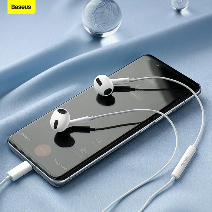 Baseus Encok Earphone Berkabel Tipe-c, 3.5mm Earphone Dalam-telinga