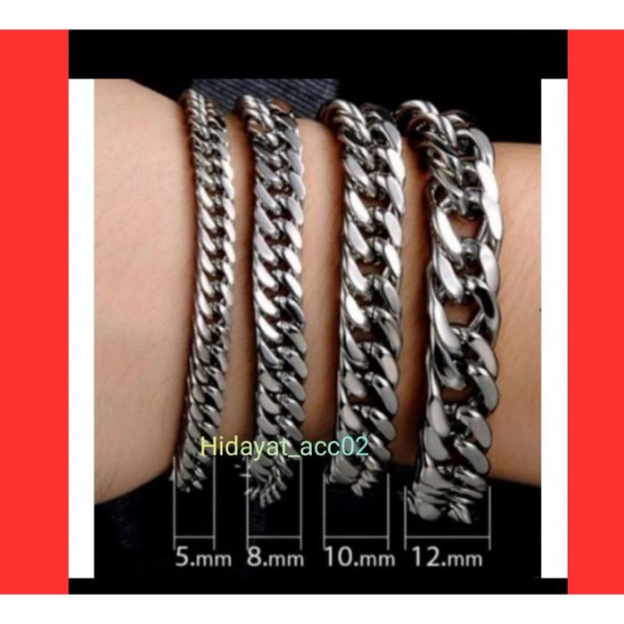 COD-GELANG TITANIUM BAJA SILVER GELANG TANGAN PRIA GELANG TANGAN TITANIUM TERBARU