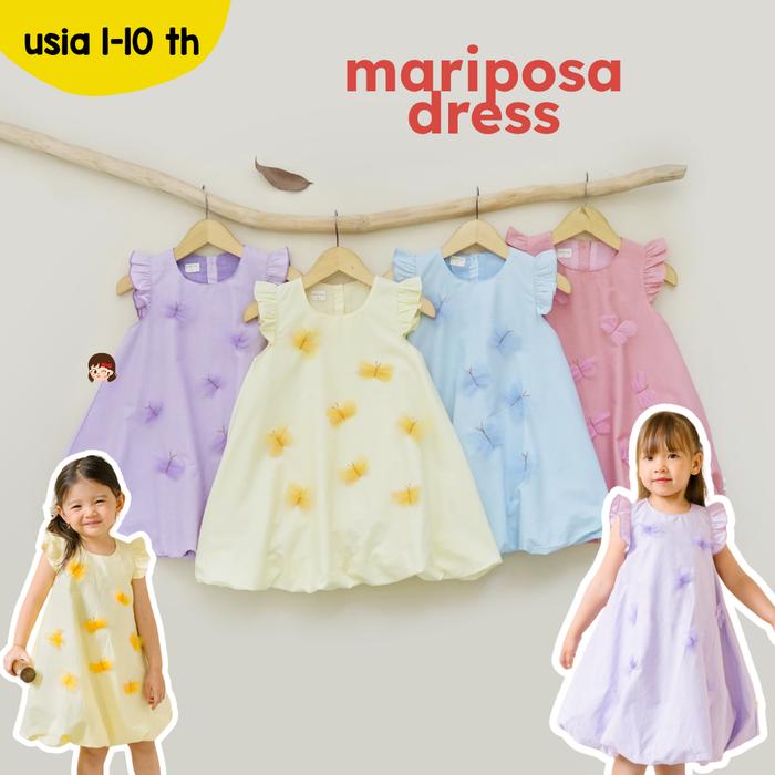 Bimbiekids Mariposa Dress Anak Perempuan - Baju Anak Model Balon Pita