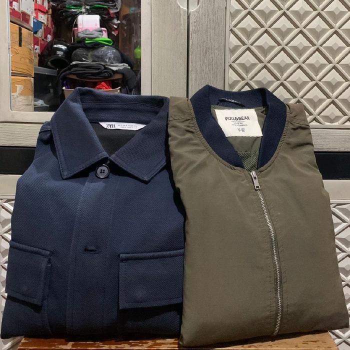 ORIGINAL OVERSHIRT WOOL ZARA JACKET BOMBER PULL & BEAR ZIPPER PARASUTE TEXTURED STRETCH