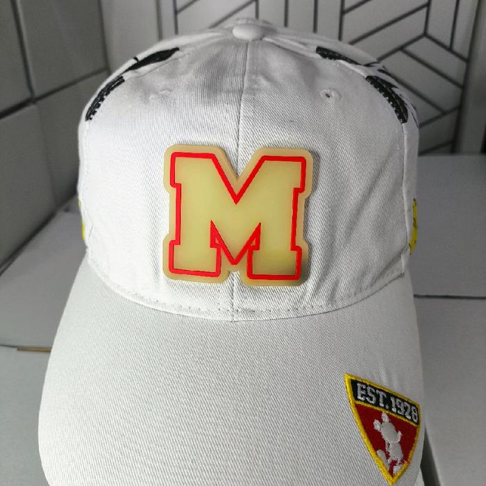 Topi Disney Mickey Mouse Big Logo Putih dengan Logo M Kuning dan Merah serta Patch EST.1928