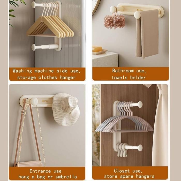 Kokomi Rak Organizer Hanger Gantungan Baju Laundry Bisa Ditarik Rak Gantung Tempel Dinding
