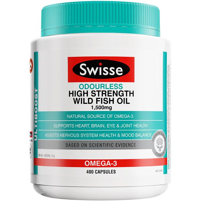 Swisse Odourless High Strength Wild Fish Oil 1500mg 400 Capsules