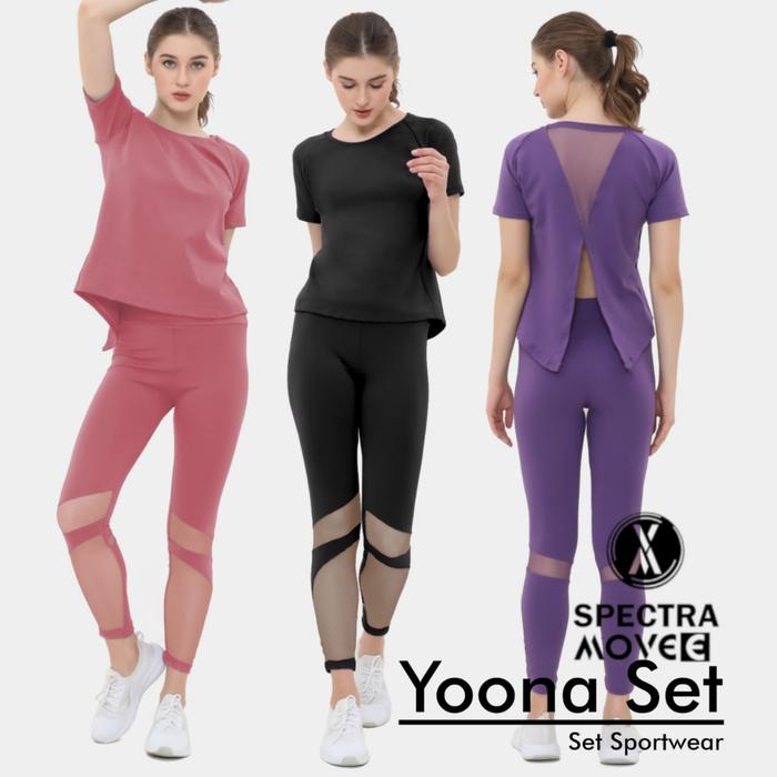 Setelan senam YOONA SET baju senam murah setelan olahraga wanita legging zumba celana senam aerobic 
