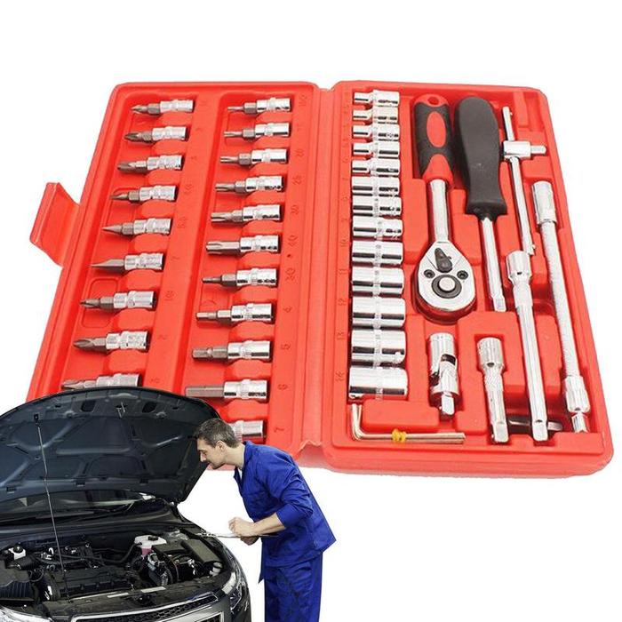 46pcs Socket Set Hand Car Repair Socket Portable Repairing Tools