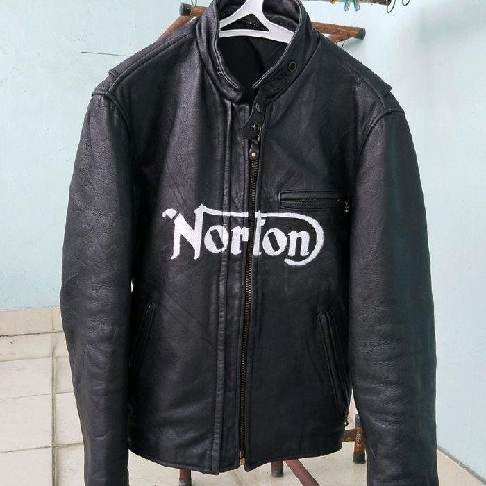 jaket kulit cafe racer norton rider touring asli kulit sapi tebel berat bekas vintage lawas jam sepe