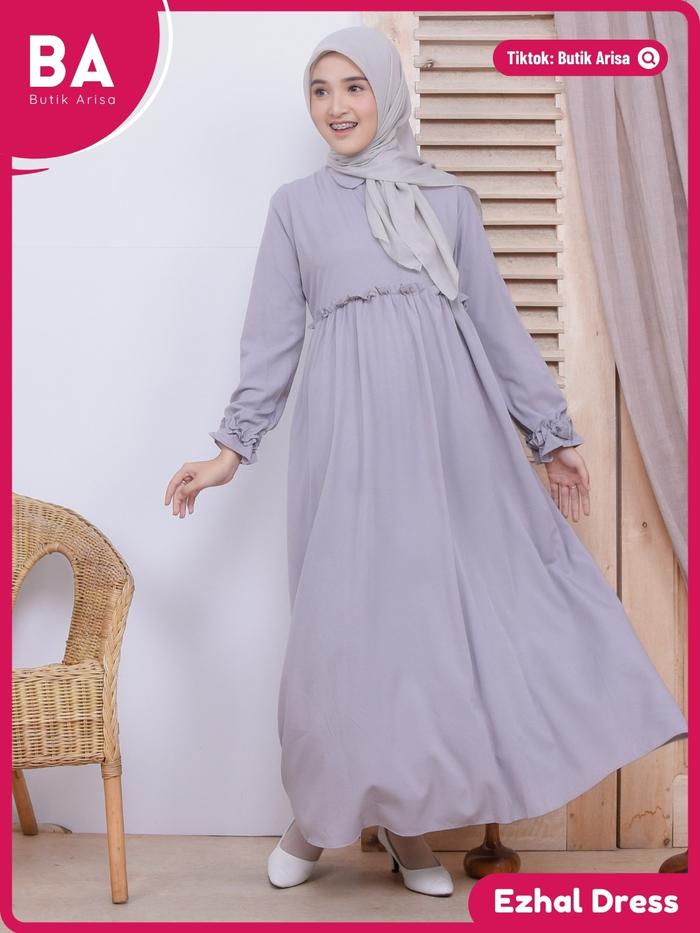 Ezhal Series Gamis Perempuan Wanita Dewasa Muslimah Remaja Dress Muslim Kekinian Gamis Remaja Tanggu