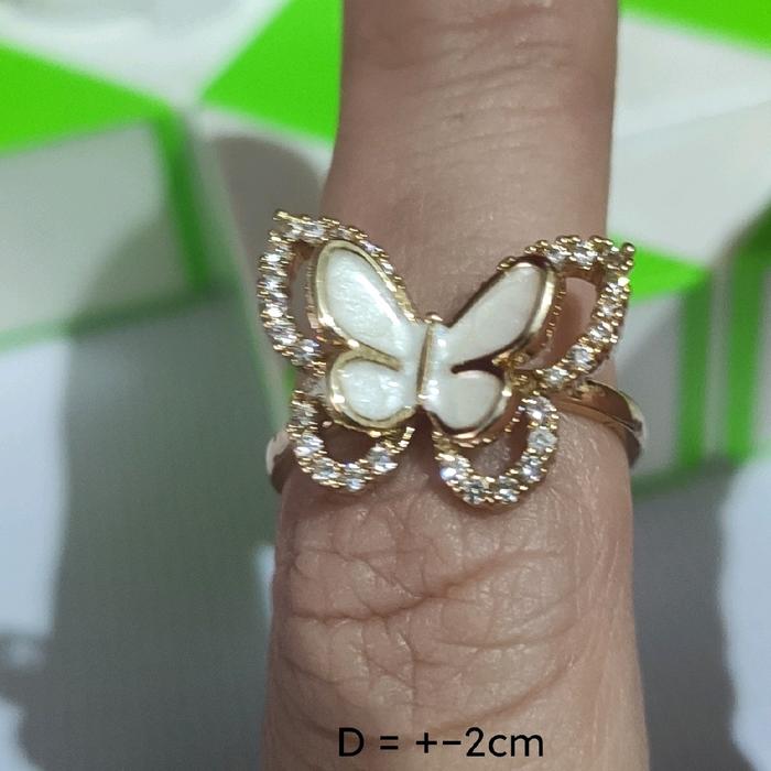 cincin zircon kupu2 butterfly taburan batu zircon