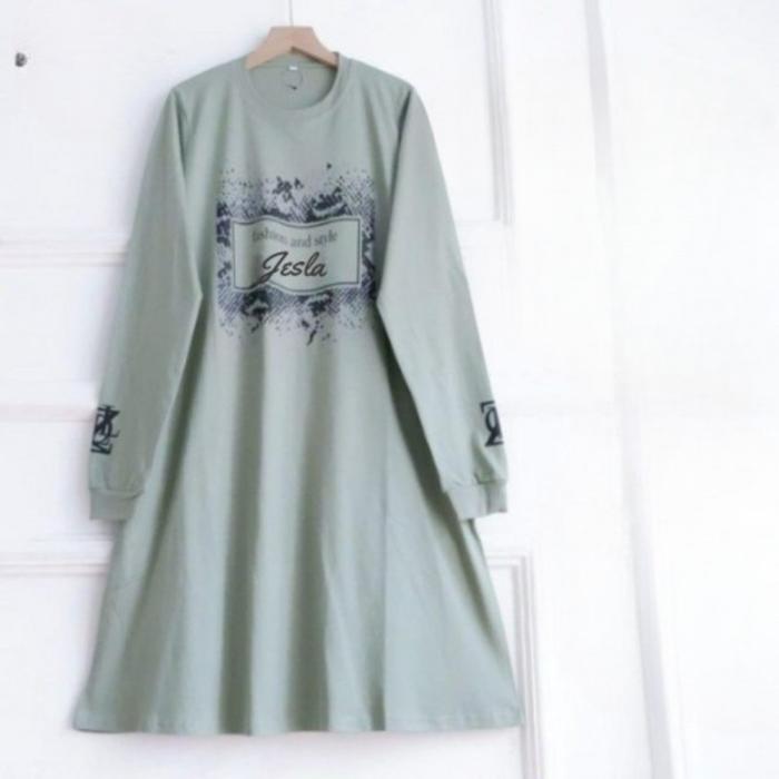 Baju Atasan Wanita Jesla Tunik  BO Size S M L XL XXL XXXL Bahan Kaos Katun Combed Aplikasi Sablon Ke
