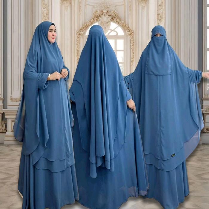 WASIMA NON SYAR'I Gamis Set Hijab Tanoa Pet Jumbo Free Cadar Poni  Matt Ceruti BabyDoll By Aje Zas C