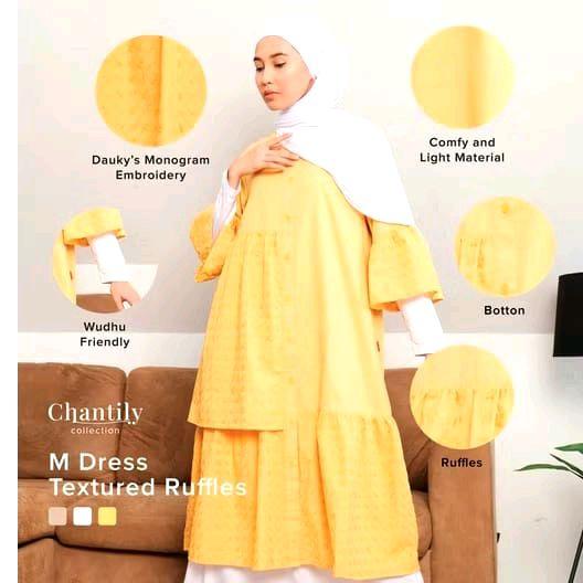 M Dress Textured Ruffles BY DAUKY - Tunic Polos Kombinasi Brukat
