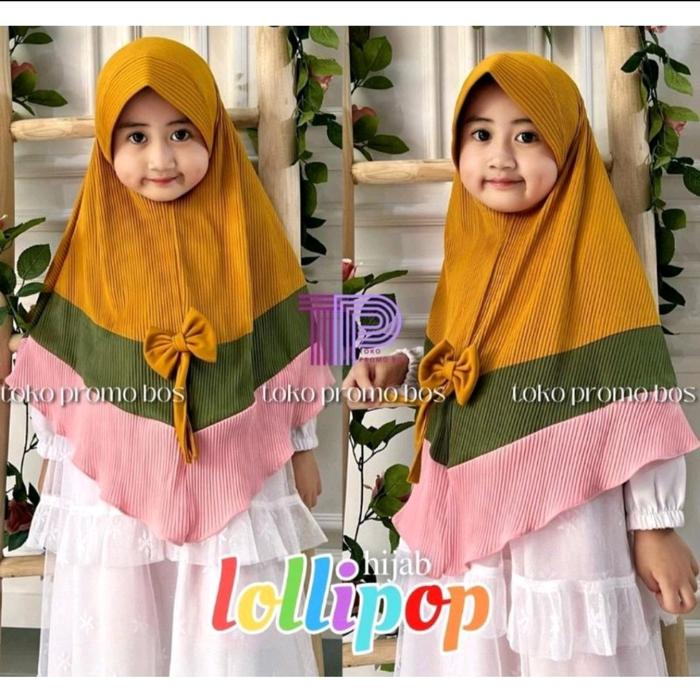 Bergo anak plisket lolipop premium