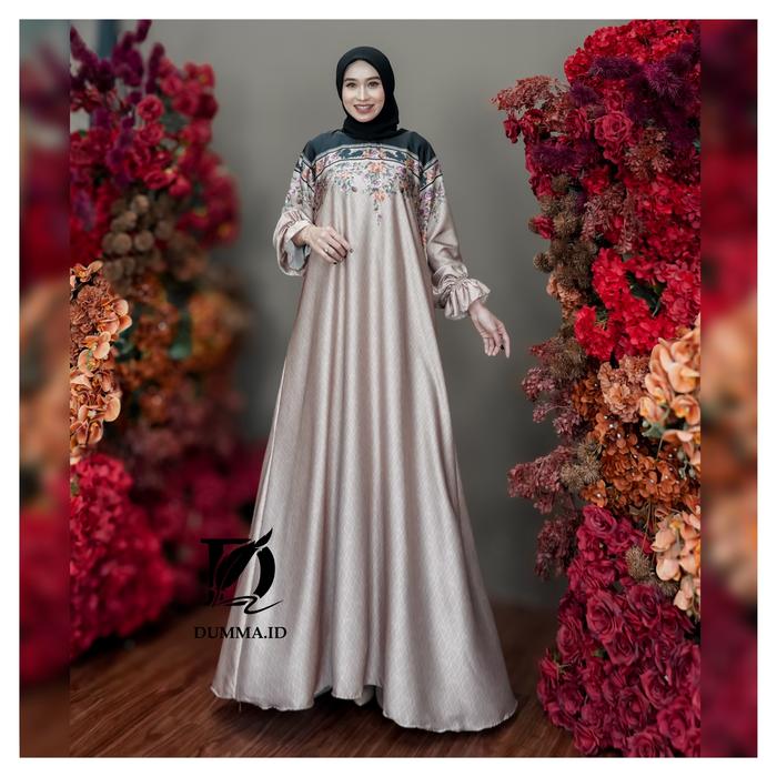 Dumma.id - Pakaian Wanita Casa Set Hijab Segiempat  Silk Roberta Printing Premium  Dress Cantik
