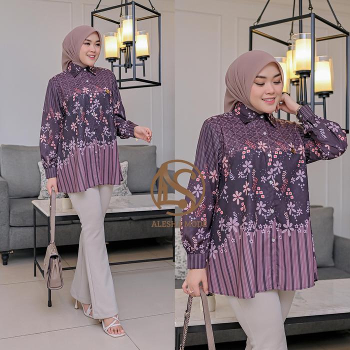 Blouse Tunik Silk Silky Premium Motif Premium Terbaru Standar hingga Jumbo by Alesha Mode