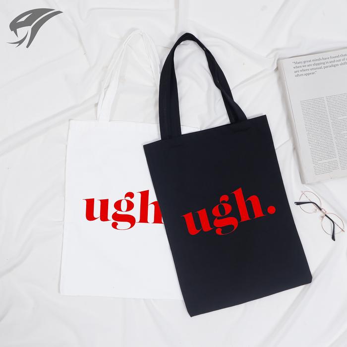 TOTE BAG UGH KANVAS PREMIUM UKURAN 40X30CM / TAS / RESLETING / SERUT / WANITA / BELANJA / PASAR / DI