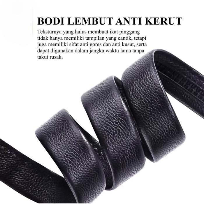 Yarrison Mebius Black Ikat Pinggang / Sabuk Pria Kulit Stainless Men Belt