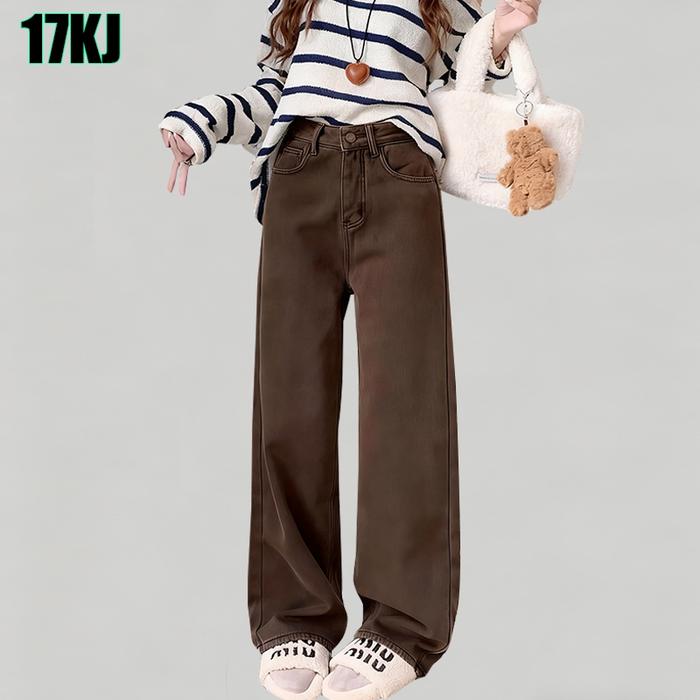 TERBARU Celana Jeans High Waist Baggy/Celana Jeans Gaya Korea Warna Coklat/celana jeans wanita