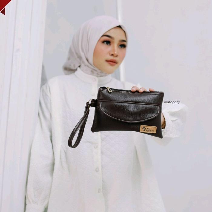 Meysa Pouch by Fee Fashion - Dompet Tangan Kulit Premium Banyak Ruang Anti Air Pas buat HP & Uang
