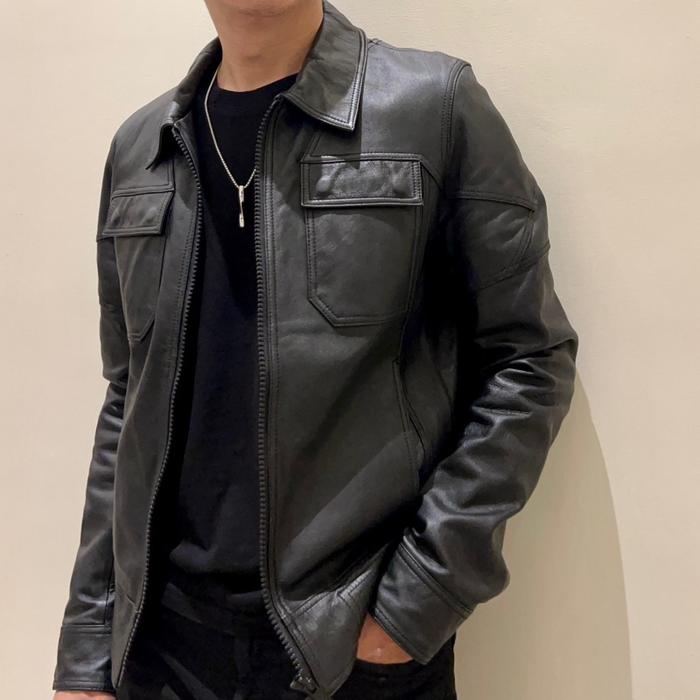 Leather Jacket Jaket Kulit Domba Asli Trucker Keren Second Preloved