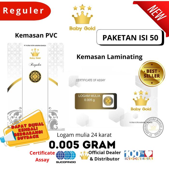 PAKET BABYGOLD 0.005 GRAM ISI 50PCS LOGAM MULIA EMAS MINI