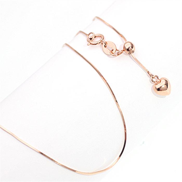585 Purple Gold Plated 14K Rose Fashion Soft Chain Tassel Heart Necklace Elegant Simple Ladies Jewel