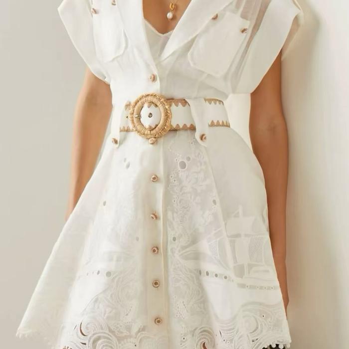 Zimmermann postcard embroidered mini dress white size 0