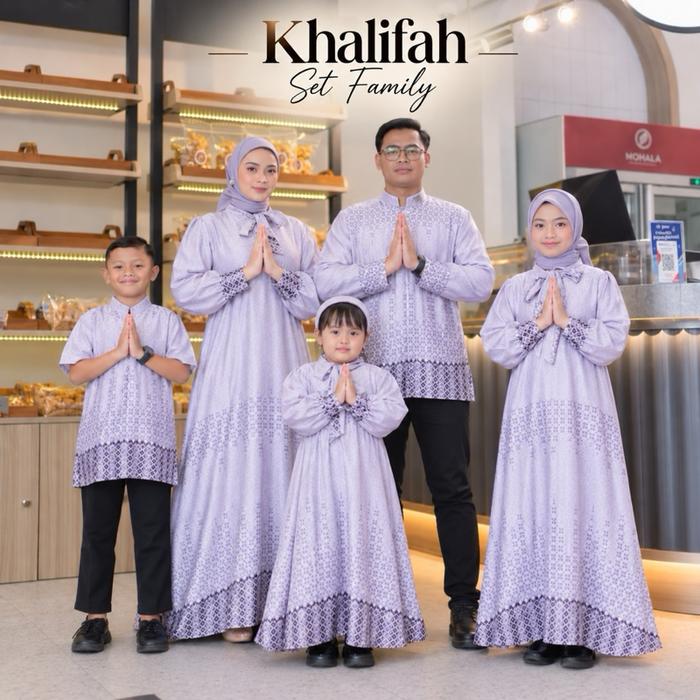 Batiksumberbahagia - Khalifah Family Set Keluarga Terbaru Gamis & Koko Dewasa Lengan Panjang & Pende