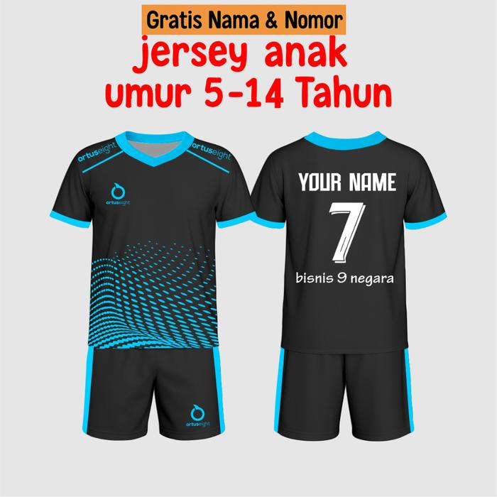 PASANG NAMA DAN NOMOR PUNGGGUNG Baju Bola 5-15 Tahun Jersey Futsal Custom Jersey Bola jersey volly B