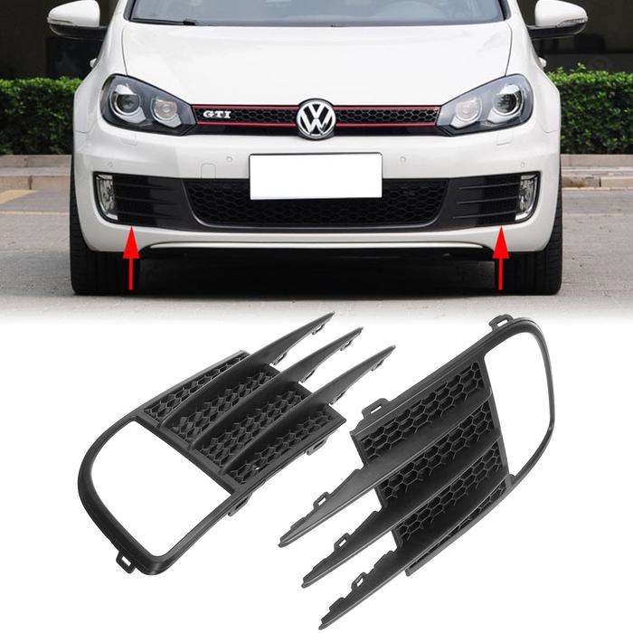 Black Front Bumper Fog Light Grille Grill Cover For VW Golf MK6 GTD