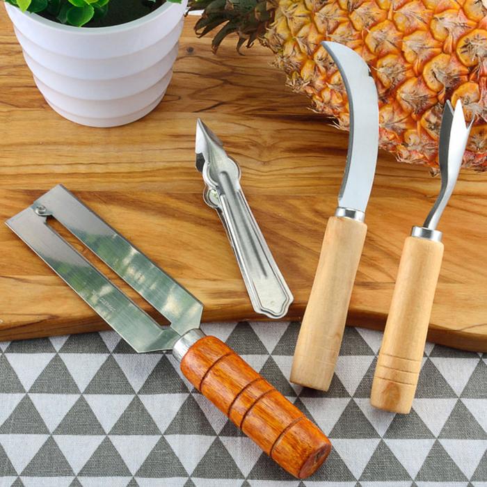 4pcs/set Alat Pengupas Nanas Pisau / Peeler Pemotong Nanas / Pisau Pengupas Mata Nenas
