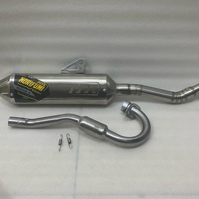 (Full set)Norifumi Knalpot Rocket 4 Racing Inlet 38 Semi  Laser full set PNP untuk Motor standar KLX