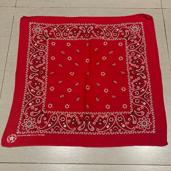 BEST Bandana Paisley True Red Wamcraft Made in USA Classic Pattern Vintage Very Soft Cotton 100%