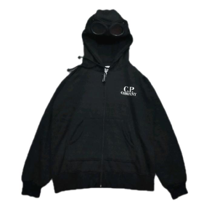 GOUGLE JACKET ZIPPER HITAM CP COMPANY FULLEBEL hoodie lokal Fleece Jaket