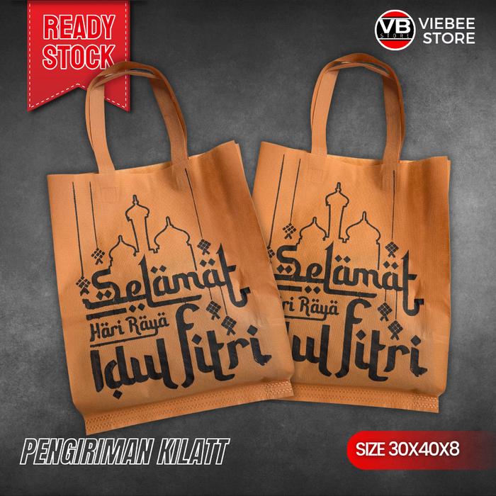 ( Isi 50 Biji ) Tas Heampers Hari Raya Lebaran Islam Selamat Idul Fitri Muat Sembako 30 x 40 x 8
