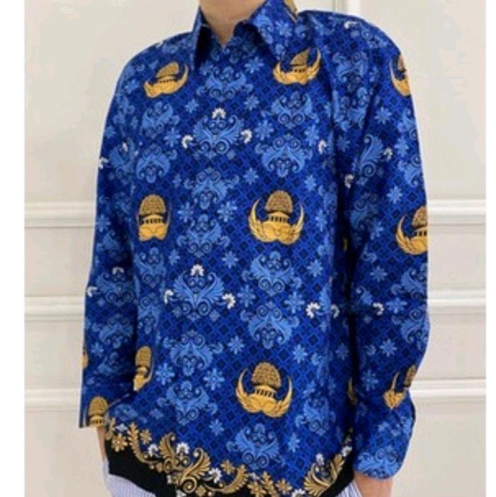 Baju seragam korpri PNS laki laki lengan panjang seragam resmi korpri laki laki Katun Sekolah Biru B