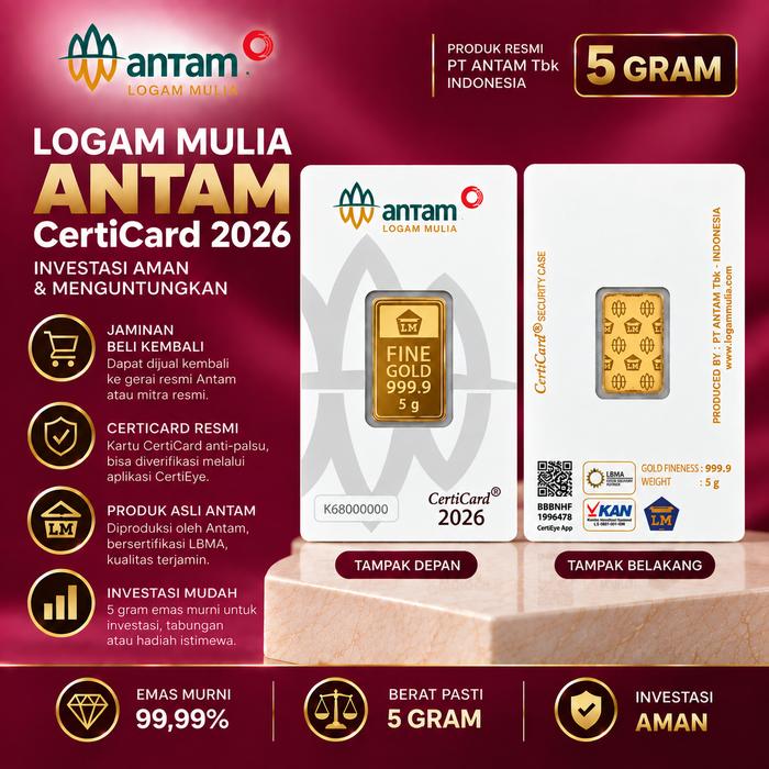 Antam new style Hartadinata 5 Gram Logam Mulia Emas Barang mewah Hadiah ulang tahun