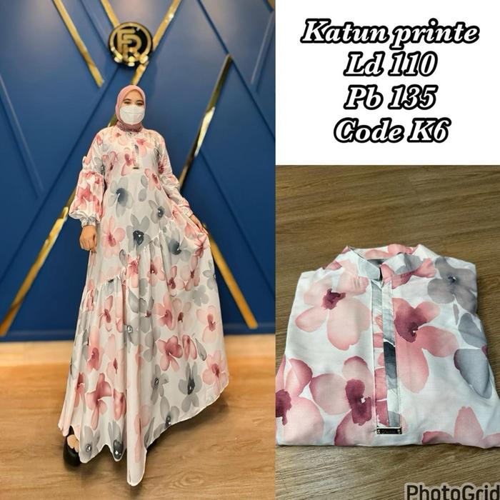 Gamis Frilla gamisHari Raya 2025 katun printe Lebaran Wanita Mewah