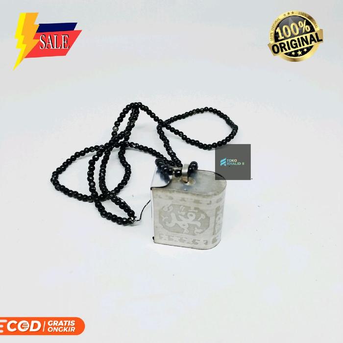 Kalung Pria Stainless Stambul Plus Tali Manik Hitam Original 100% dengan Gratis Ongkir