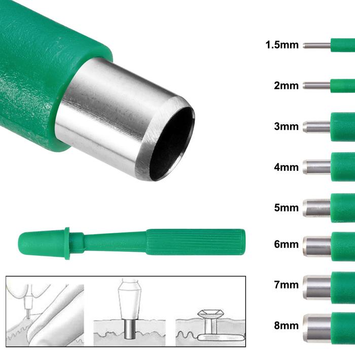 8PCS Disposable Sterilized Dermal Piercing Punches Tool Surgical Steel Dermal Punch Skin Piercing Bi