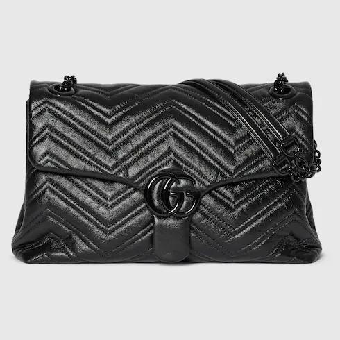 Tas Jinjing,Tas Premium Wanita,GG Marmont medium shoulder bag,black