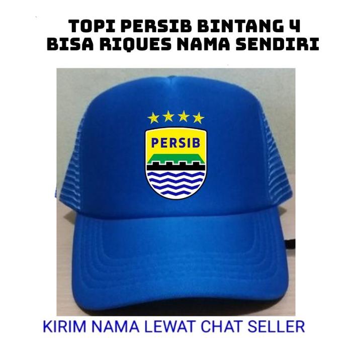 TOPI PERSIB BINTANG 4 DEWASA// TOPI PERSIB BINTANG 4 ANAK BISA RIQUES NAMA