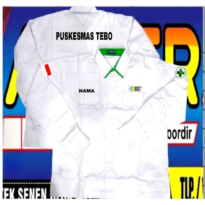 putih lis ijo kemeja Puskesmas baju Puskesmas seragam puskesmas Kemeja kerja puskesmas pakaian dinas