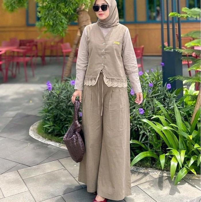 Chatifa Authentic Setelan Tunik Ziyya - Bahan Katun Bulut & Katun Katbol Premium - Dress, Celana, Bl