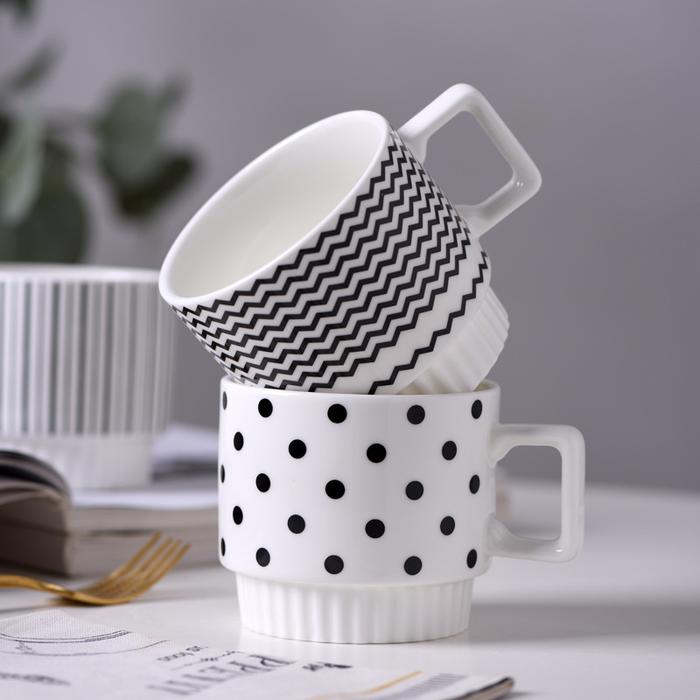 Nordic simple black and white geometric ceramic mug mug creative