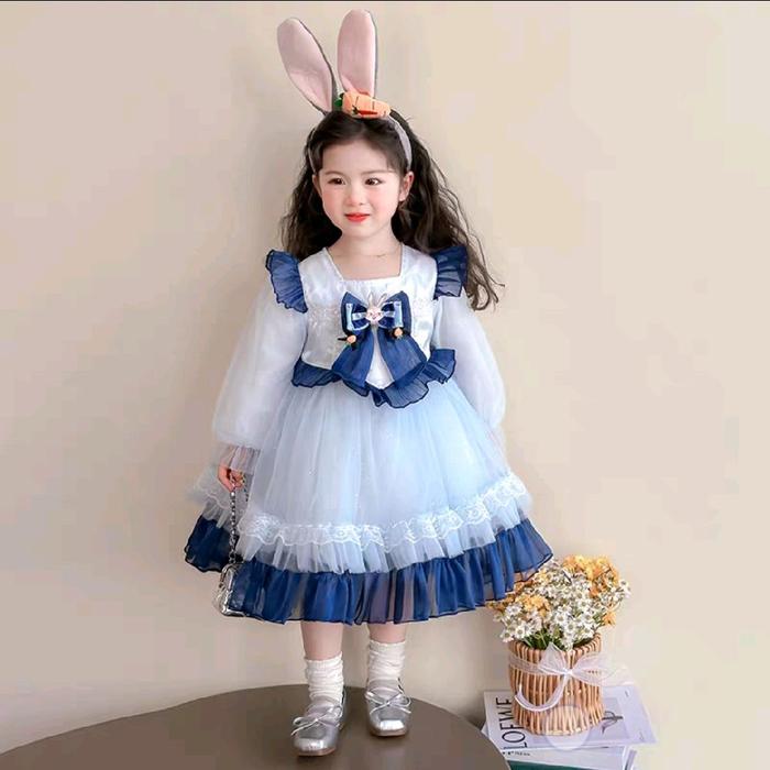 Dress Anak Perempuan Lolita TANPA BANDO Fashion Anak Tutu Noni Belanda Usia 2-8 Tahun Lace Katun Len