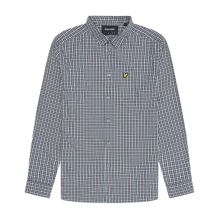 Lyle and Scott Long Sleeve Checked Gingham Shirt Argyle Teal Original