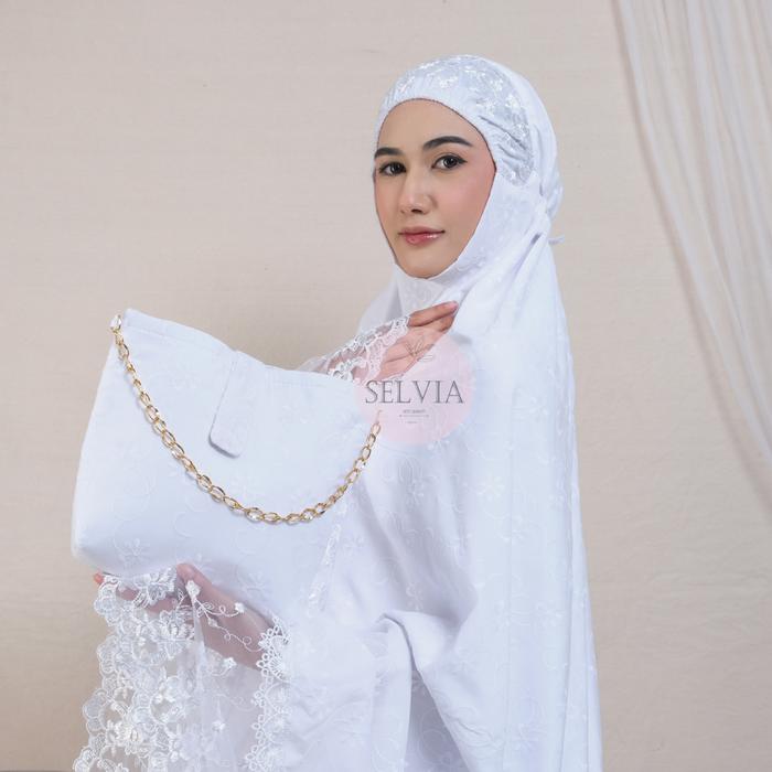 Mukena Dewasa Katun Paris Motif Bordir Jumbo Renda Brukat Hafsah