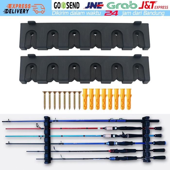 Rak Joran Pancing Vertikal dan Horisontal Fishing Rod Holder Rak Dinding Model Tempat Joran