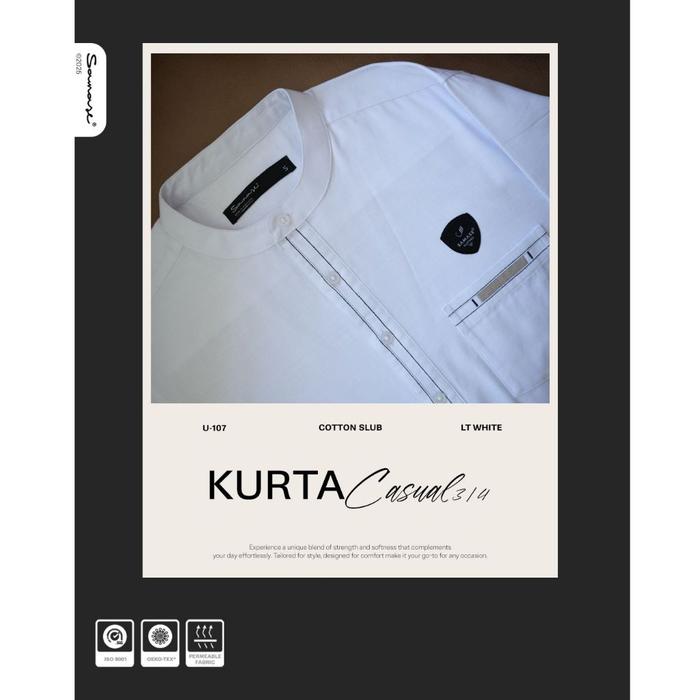 SAMASE Casual U107 Lengan 3/4 Koko Pakaian Muslim Dewasa 2025 Samase Official Warna Putih